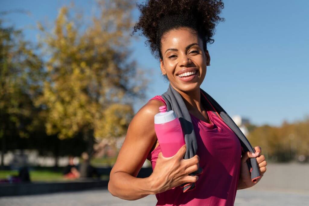Woman stretching during outdoor exercise