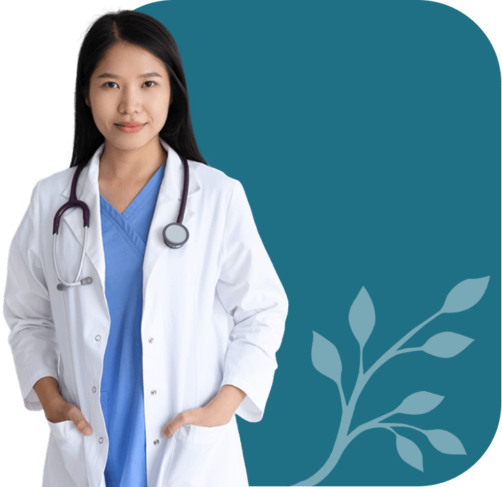 Illustration of a smiling female doctor with a stethoscope