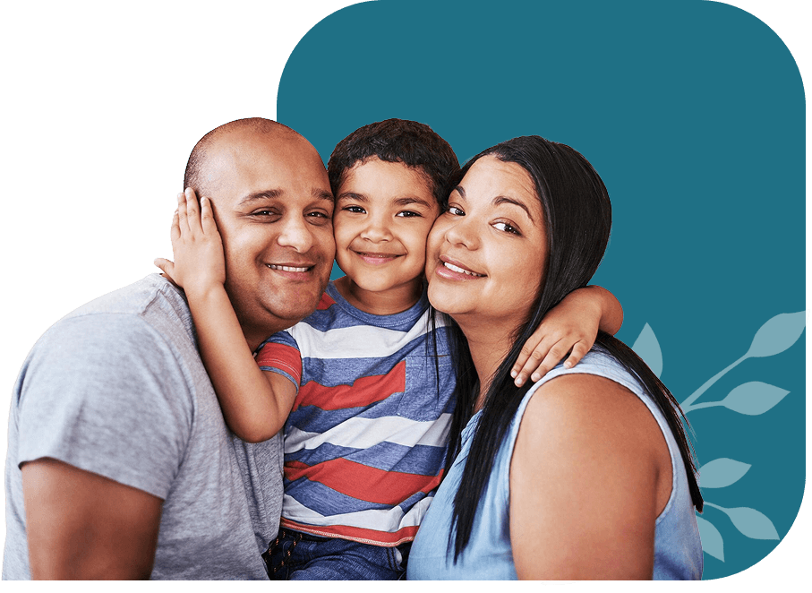Illustration of a family embracing outdoors